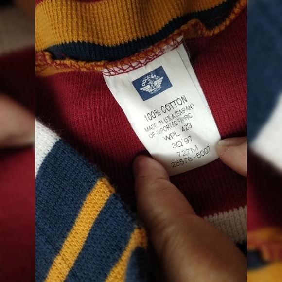 Dockers men's polo shirt red and stripes size L - Picture 4 of 6